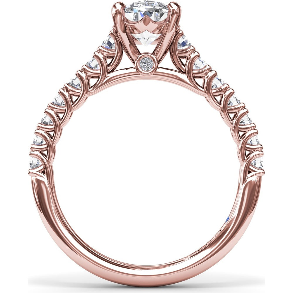 Pear Shape Trellis Engagement Ring Setting with Pavé Diamond Band - 0.53 Carat Total Side Stone Weight by Fana
