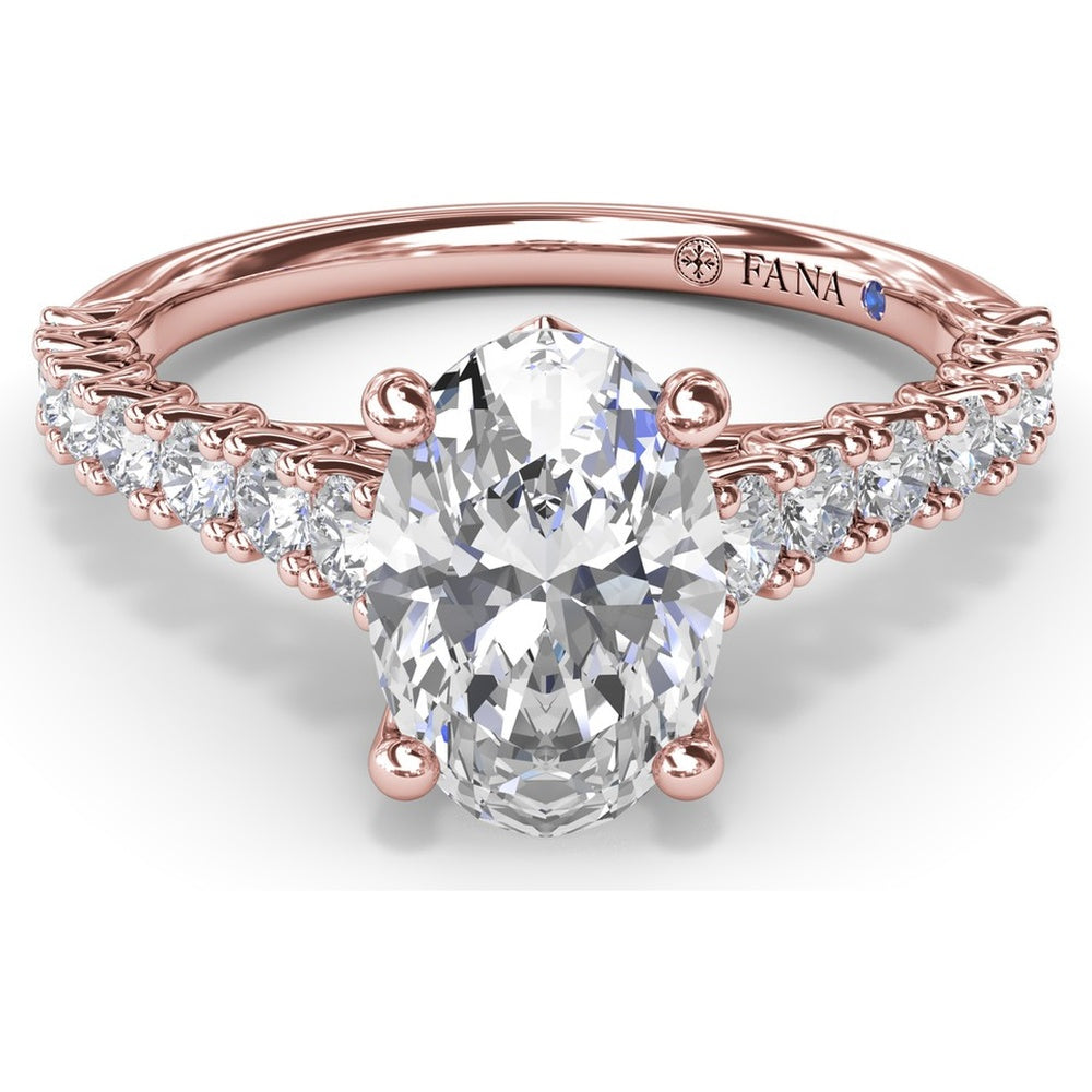 Pear Shape Trellis Engagement Ring Setting with Pavé Diamond Band - 0.53 Carat Total Side Stone Weight by Fana