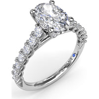 Pear Shape Trellis Engagement Ring Setting with Pavé Diamond Band - 0.53 Carat Total Side Stone Weight by Fana
