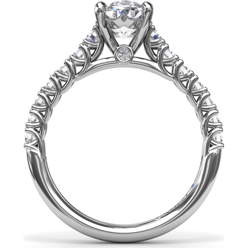 Pear Shape Trellis Engagement Ring Setting with Pavé Diamond Band - 0.53 Carat Total Side Stone Weight by Fana