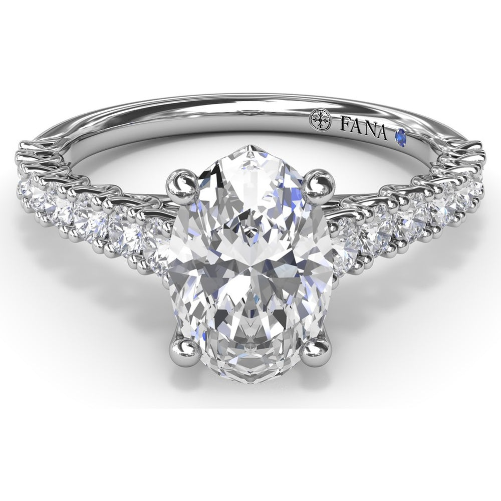 Pear Shape Trellis Engagement Ring Setting with Pavé Diamond Band - 0.53 Carat Total Side Stone Weight by Fana