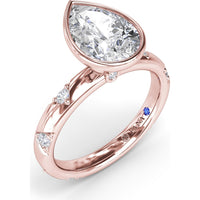 Pear-Shaped Bezel Set Engagement Ring Setting with Triangular Ridge Diamond Accents by Fana - 0.26 Carat Total Diamond Weight