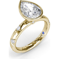 Pear-Shaped Bezel Set Engagement Ring Setting with Triangular Ridge Diamond Accents by Fana - 0.26 Carat Total Diamond Weight