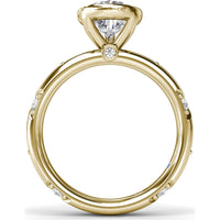 Pear-Shaped Bezel Set Engagement Ring Setting with Triangular Ridge Diamond Accents by Fana - 0.26 Carat Total Diamond Weight