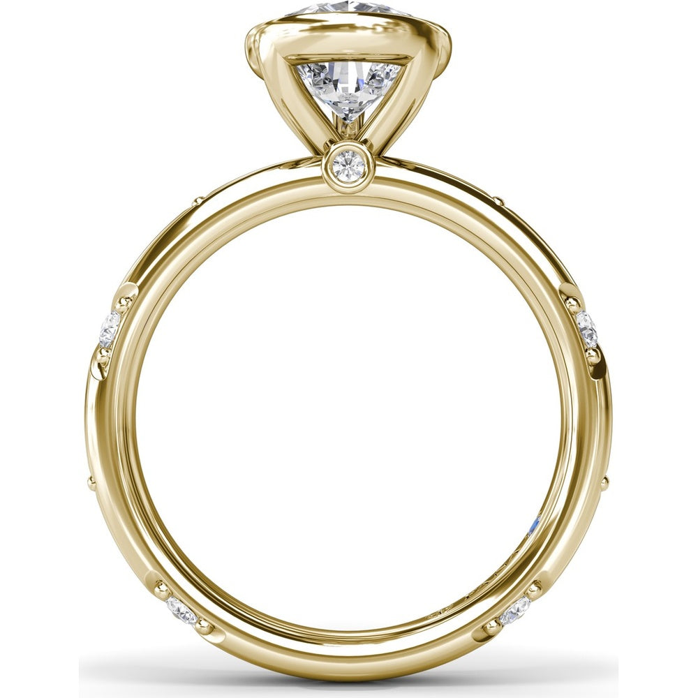 Pear-Shaped Bezel Set Engagement Ring Setting with Triangular Ridge Diamond Accents by Fana - 0.26 Carat Total Diamond Weight