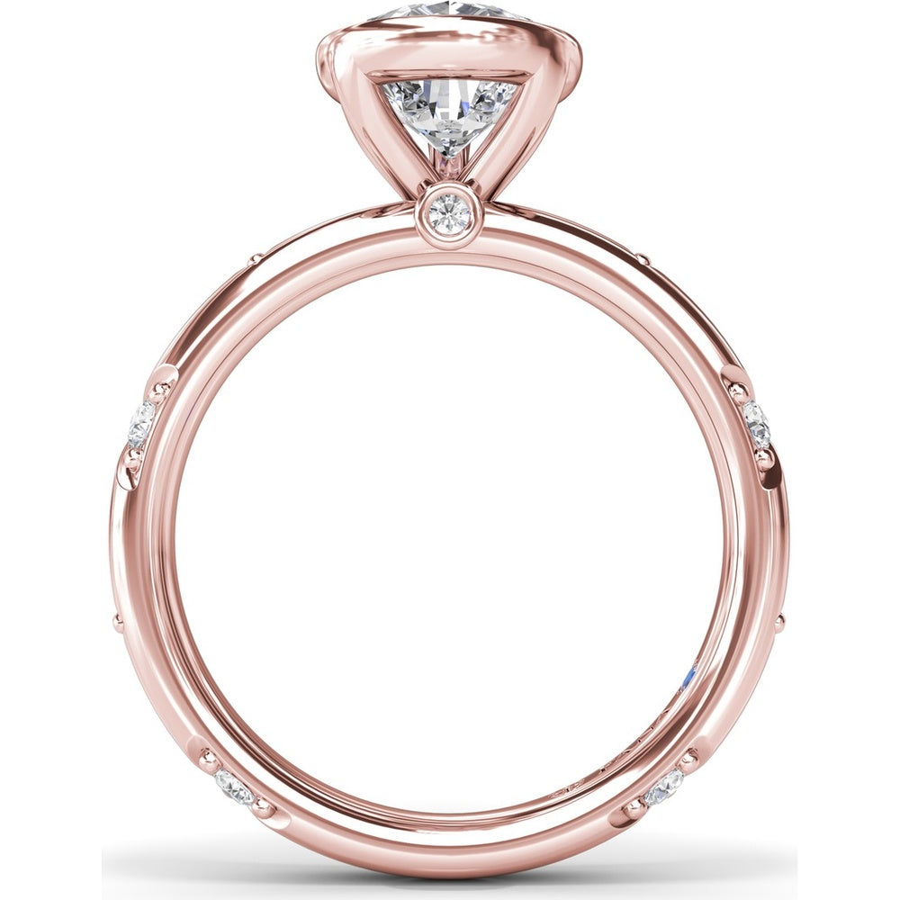 Pear-Shaped Bezel Set Engagement Ring Setting with Triangular Ridge Diamond Accents by Fana - 0.26 Carat Total Diamond Weight