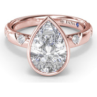 Pear-Shaped Bezel Set Engagement Ring Setting with Triangular Ridge Diamond Accents by Fana - 0.26 Carat Total Diamond Weight