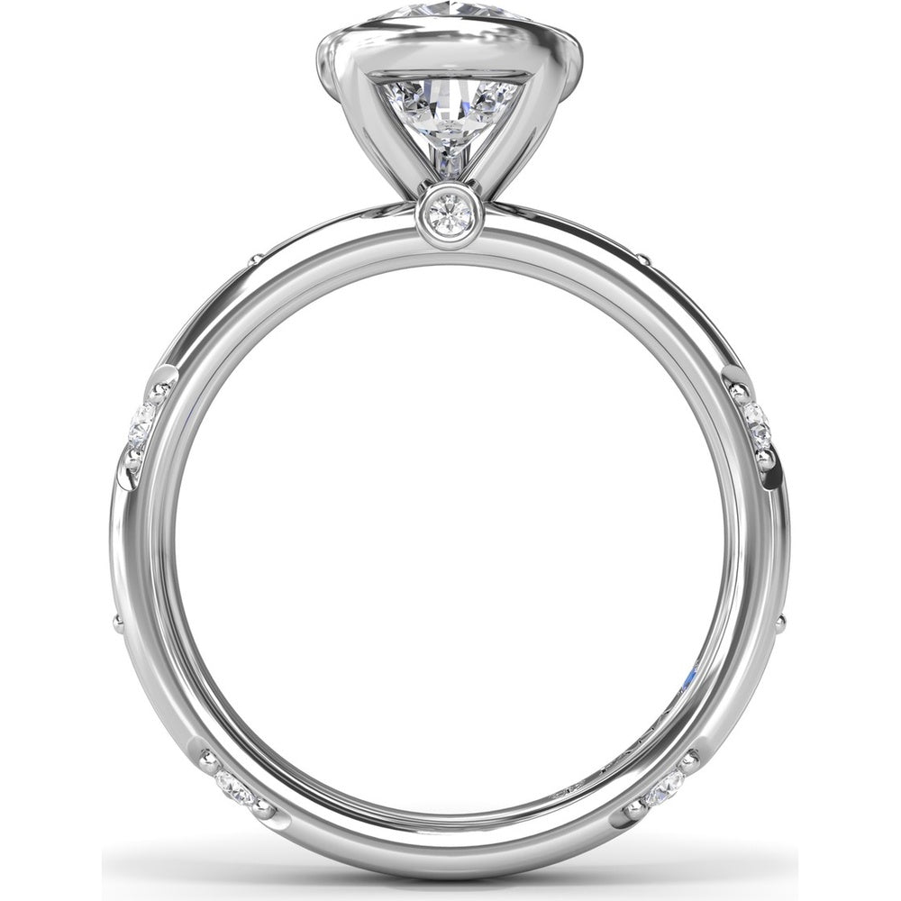 Pear-Shaped Bezel Set Engagement Ring Setting with Triangular Ridge Diamond Accents by Fana - 0.26 Carat Total Diamond Weight