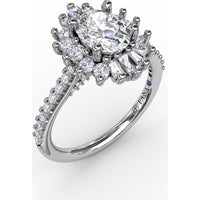 Pear-Shaped Diamond Ballerina Halo Engagement Ring Setting with Mixed Shape Diamonds by Fana - 0.78 Carat Total Diamond Weight