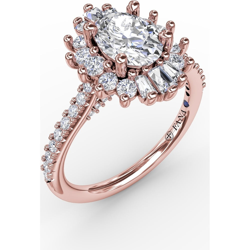 Pear-Shaped Diamond Ballerina Halo Engagement Ring Setting with Mixed Shape Diamonds by Fana - 0.78 Carat Total Diamond Weight
