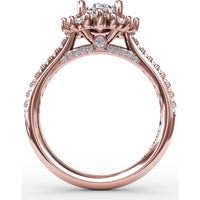 Pear-Shaped Diamond Ballerina Halo Engagement Ring Setting with Mixed Shape Diamonds by Fana - 0.78 Carat Total Diamond Weight
