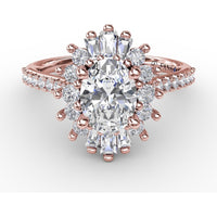 Pear-Shaped Diamond Ballerina Halo Engagement Ring Setting with Mixed Shape Diamonds by Fana - 0.78 Carat Total Diamond Weight