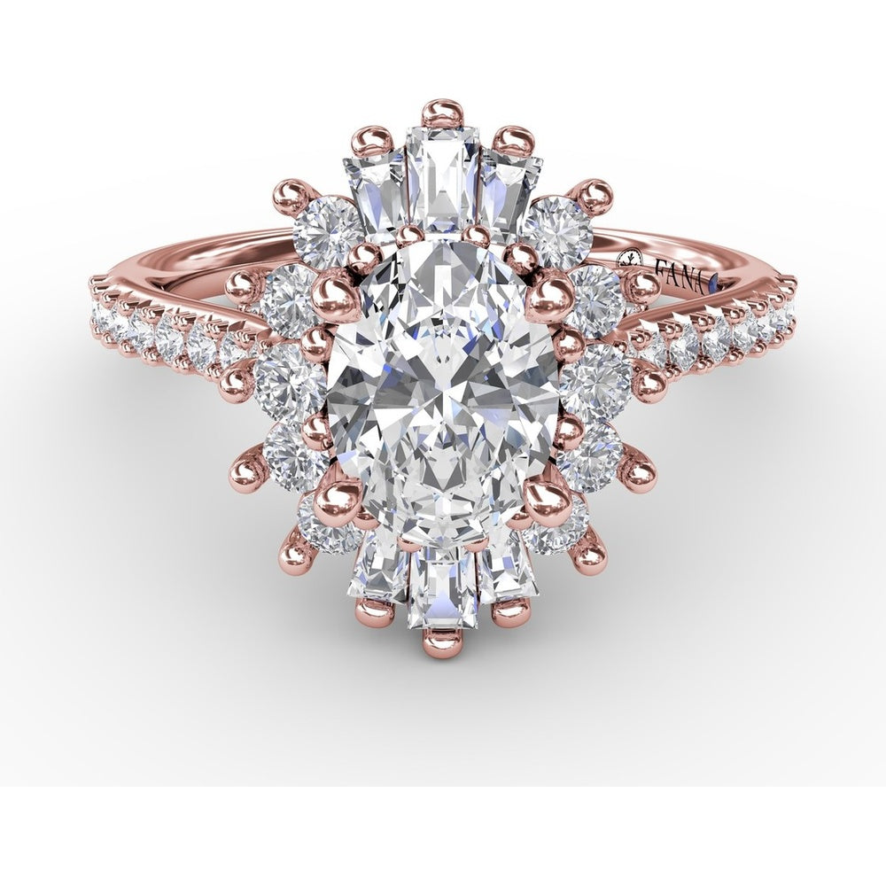 Pear-Shaped Diamond Ballerina Halo Engagement Ring Setting with Mixed Shape Diamonds by Fana - 0.78 Carat Total Diamond Weight