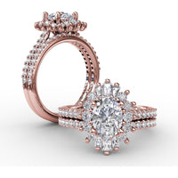Pear-Shaped Diamond Ballerina Halo Engagement Ring Setting with Mixed Shape Diamonds by Fana - 0.78 Carat Total Diamond Weight