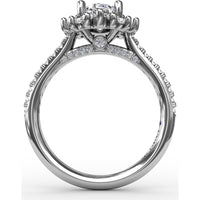 Pear-Shaped Diamond Ballerina Halo Engagement Ring Setting with Mixed Shape Diamonds by Fana - 0.78 Carat Total Diamond Weight