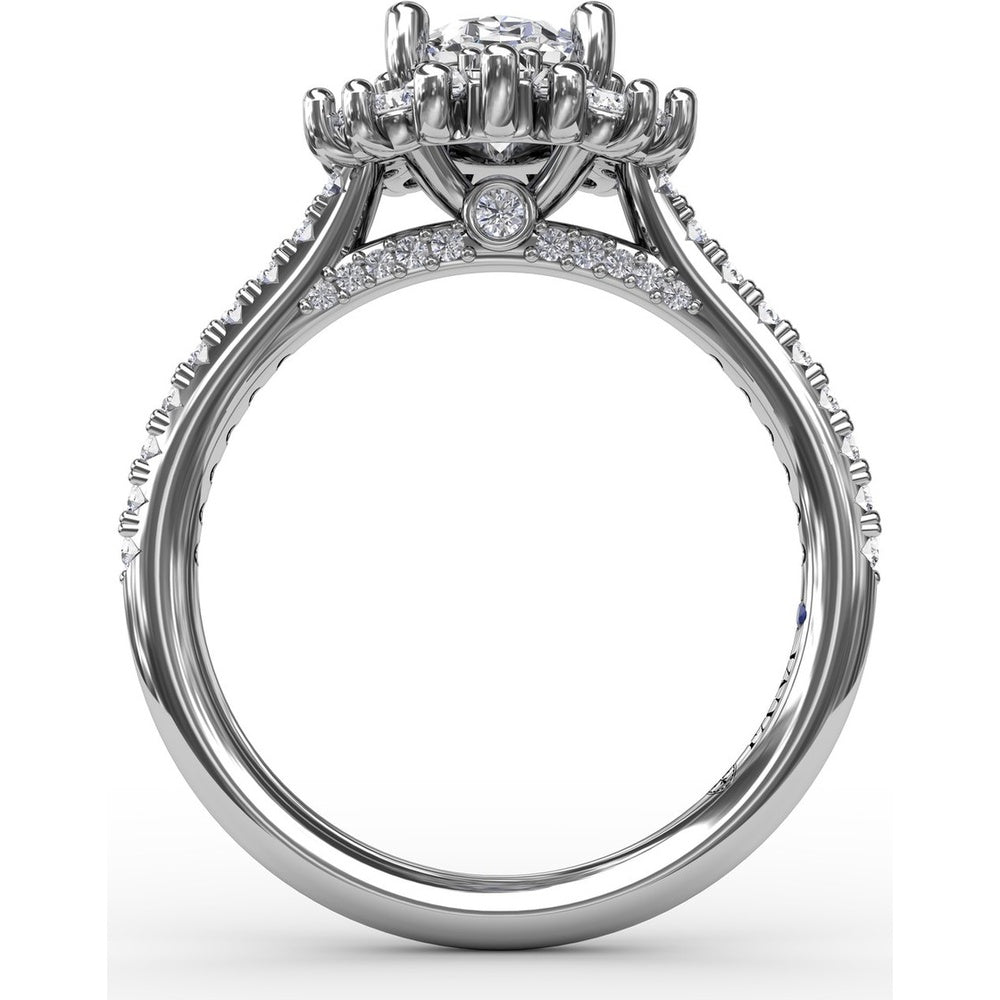 Pear-Shaped Diamond Ballerina Halo Engagement Ring Setting with Mixed Shape Diamonds by Fana - 0.78 Carat Total Diamond Weight
