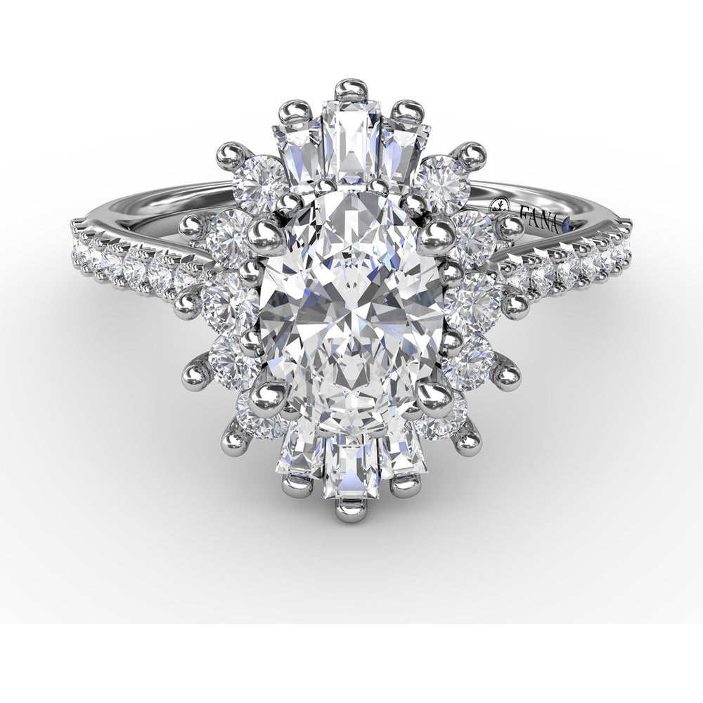 Pear-Shaped Diamond Ballerina Halo Engagement Ring Setting with Mixed Shape Diamonds by Fana - 0.78 Carat Total Diamond Weight