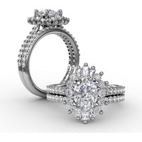 Pear-Shaped Diamond Ballerina Halo Engagement Ring Setting with Mixed Shape Diamonds by Fana - 0.78 Carat Total Diamond Weight