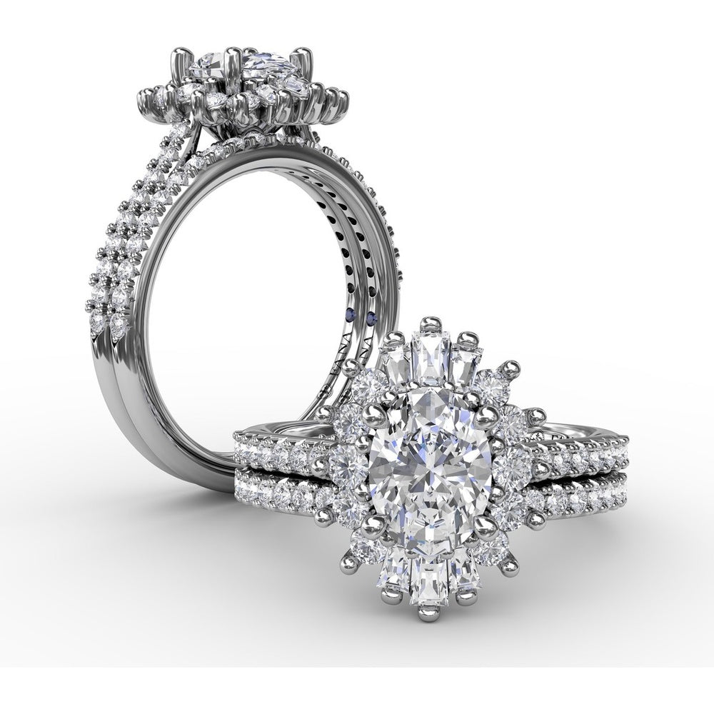Pear-Shaped Diamond Ballerina Halo Engagement Ring Setting with Mixed Shape Diamonds by Fana - 0.78 Carat Total Diamond Weight