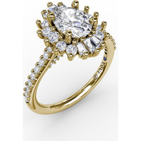 Pear-Shaped Diamond Ballerina Halo Engagement Ring Setting with Mixed Shape Diamonds by Fana - 0.78 Carat Total Diamond Weight