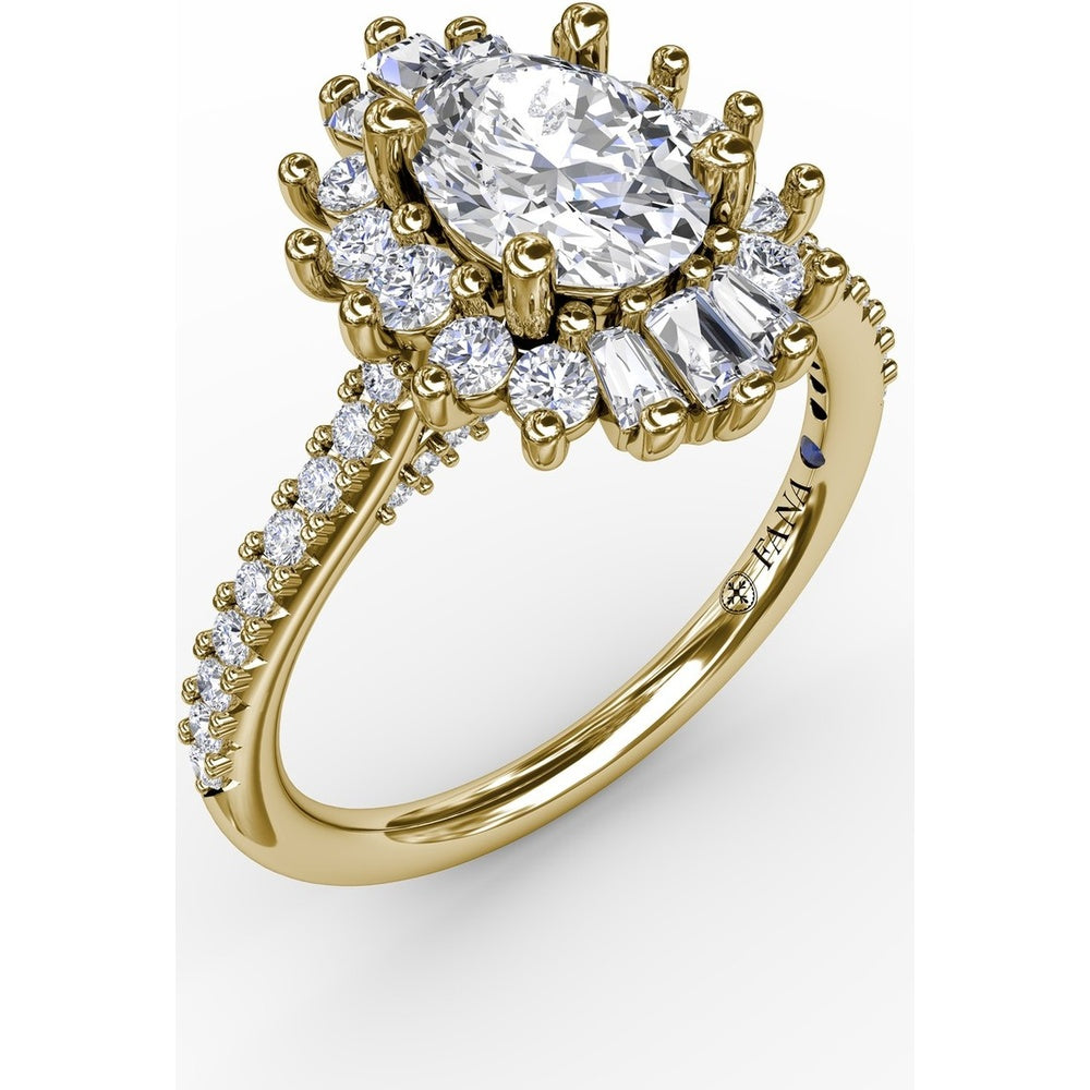 Pear-Shaped Diamond Ballerina Halo Engagement Ring Setting with Mixed Shape Diamonds by Fana - 0.78 Carat Total Diamond Weight