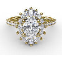 Pear-Shaped Diamond Ballerina Halo Engagement Ring Setting with Mixed Shape Diamonds by Fana - 0.78 Carat Total Diamond Weight