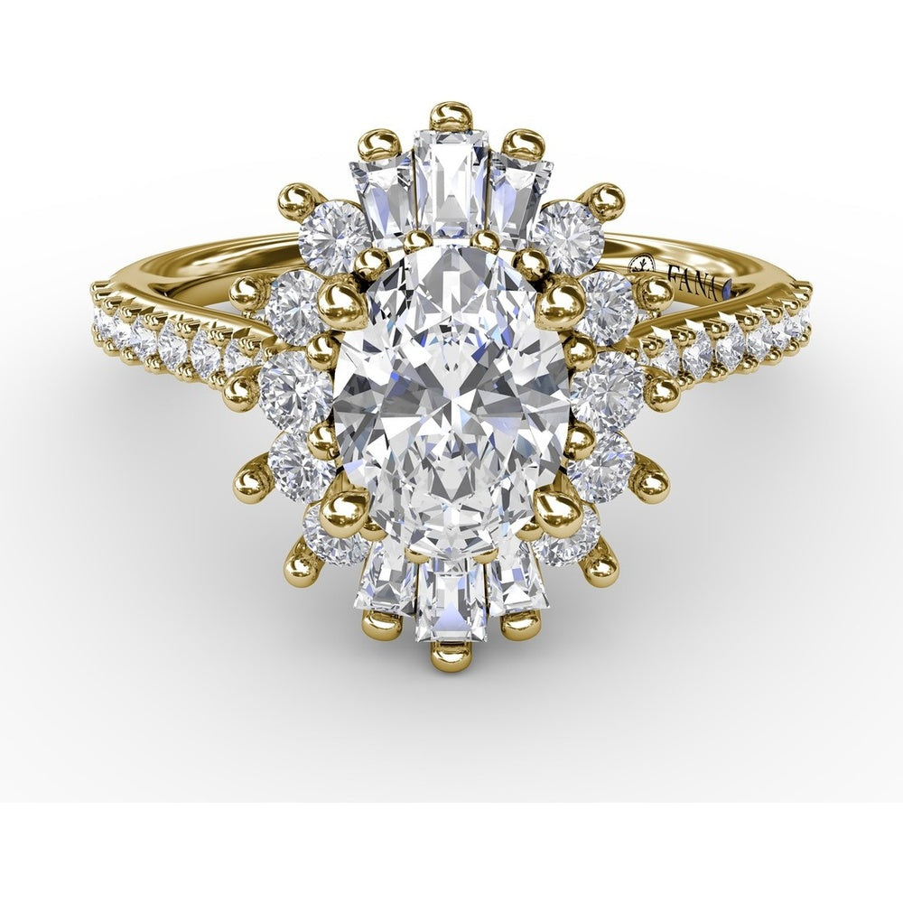 Pear-Shaped Diamond Ballerina Halo Engagement Ring Setting with Mixed Shape Diamonds by Fana - 0.78 Carat Total Diamond Weight