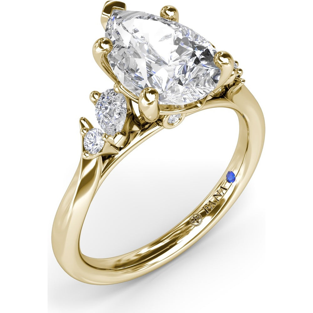 Pear-Shaped Diamond Engagement Ring Setting with Pear and Round Diamond Accents by Fana - 0.27 Carat Total Diamond Weight