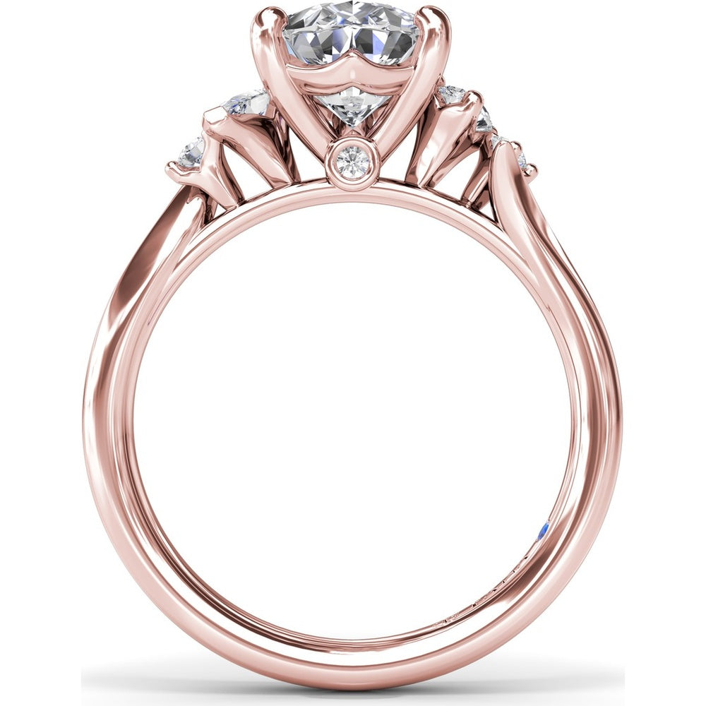 Pear-Shaped Diamond Engagement Ring Setting with Pear and Round Diamond Accents by Fana - 0.27 Carat Total Diamond Weight