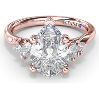 Pear-Shaped Diamond Engagement Ring Setting with Pear and Round Diamond Accents by Fana - 0.27 Carat Total Diamond Weight