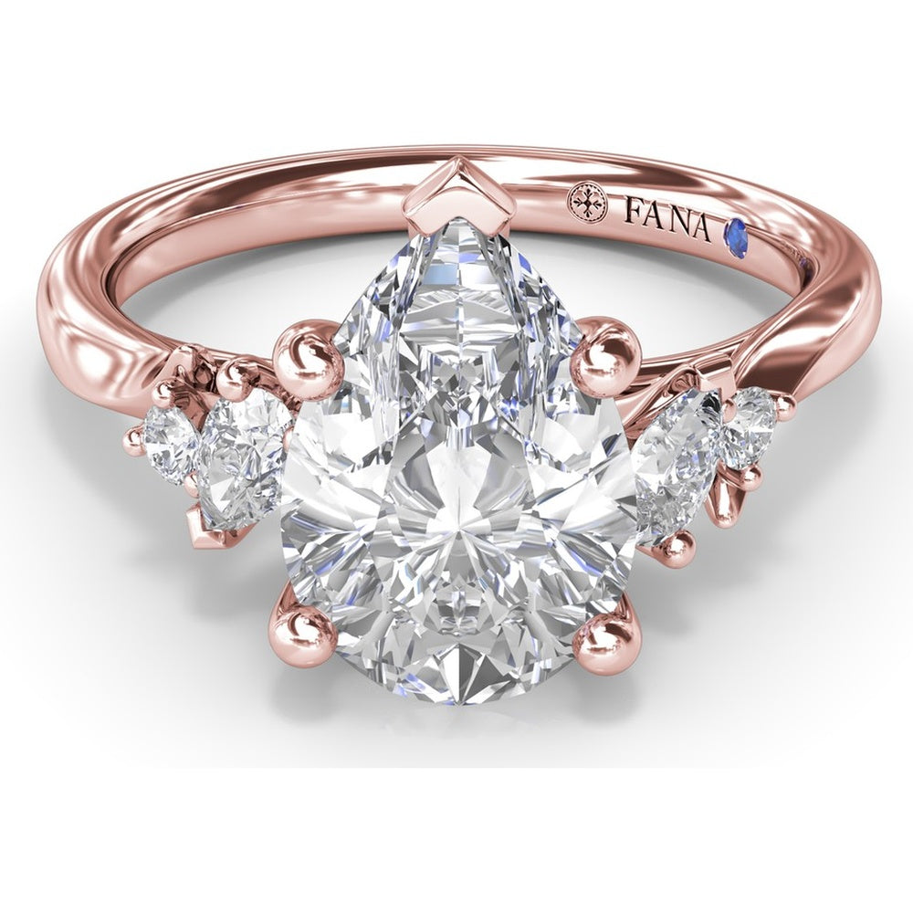 Pear-Shaped Diamond Engagement Ring Setting with Pear and Round Diamond Accents by Fana - 0.27 Carat Total Diamond Weight