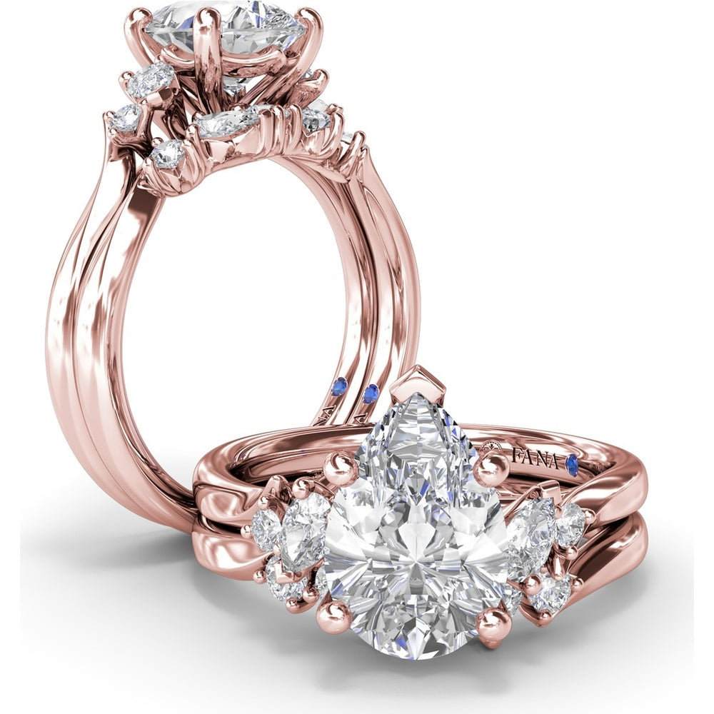 Pear-Shaped Diamond Engagement Ring Setting with Pear and Round Diamond Accents by Fana - 0.27 Carat Total Diamond Weight