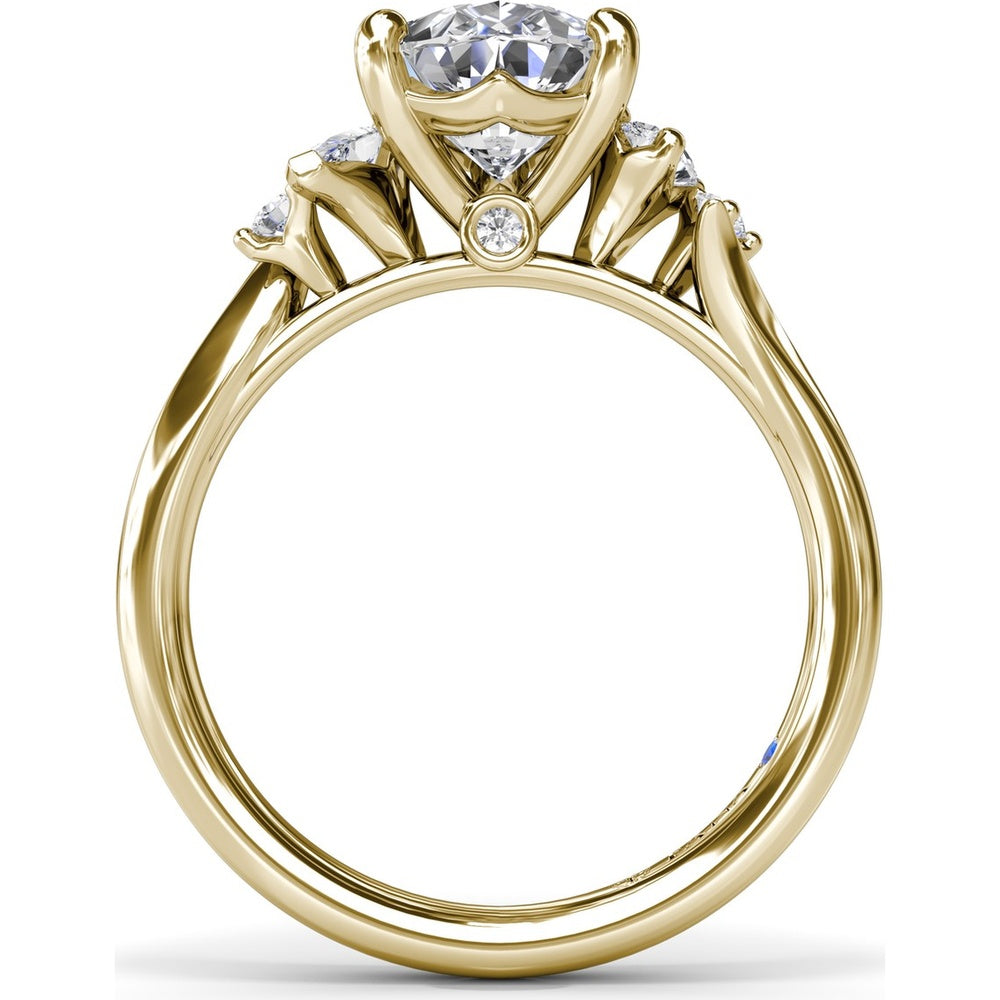 Pear-Shaped Diamond Engagement Ring Setting with Pear and Round Diamond Accents by Fana - 0.27 Carat Total Diamond Weight