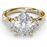 Pear-Shaped Diamond Engagement Ring Setting with Pear and Round Diamond Accents by Fana - 0.27 Carat Total Diamond Weight