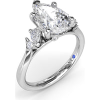 Pear-Shaped Diamond Engagement Ring Setting with Pear and Round Diamond Accents by Fana - 0.27 Carat Total Diamond Weight