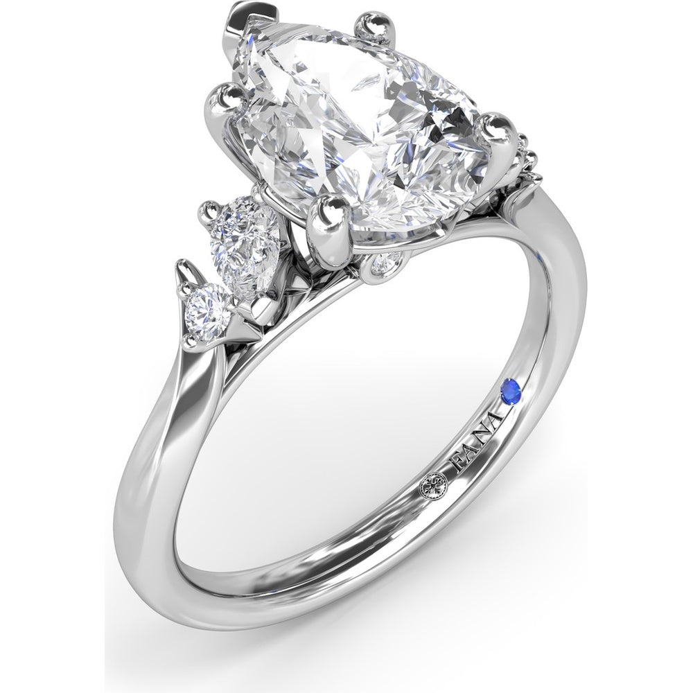 Pear-Shaped Diamond Engagement Ring Setting with Pear and Round Diamond Accents by Fana - 0.27 Carat Total Diamond Weight