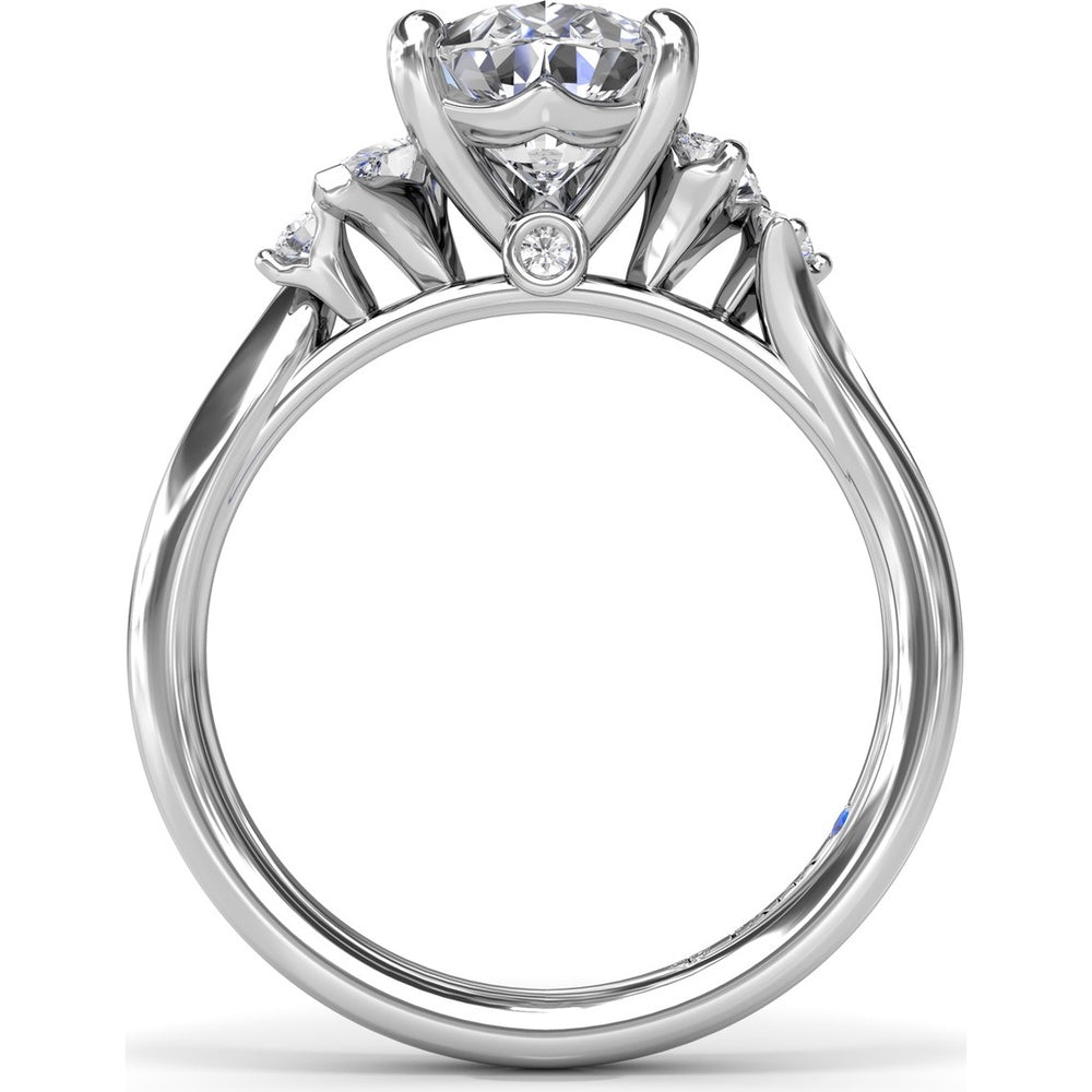 Pear-Shaped Diamond Engagement Ring Setting with Pear and Round Diamond Accents by Fana - 0.27 Carat Total Diamond Weight