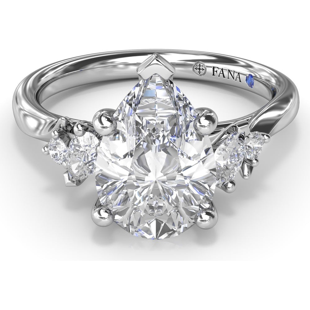 Pear-Shaped Diamond Engagement Ring Setting with Pear and Round Diamond Accents by Fana - 0.27 Carat Total Diamond Weight