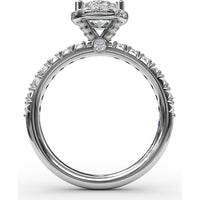 Pear-Shaped Diamond Halo Engagement Ring Setting with Pavé Band and Hidden Gallery Detail by Fana - 0.61 Carat Total Diamond Weight