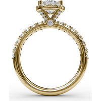 Pear-Shaped Diamond Halo Engagement Ring Setting with Pavé Band and Hidden Gallery Detail by Fana - 0.61 Carat Total Diamond Weight