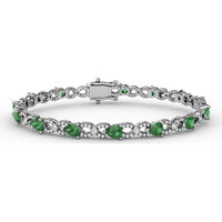 Pear-Shaped Emerald and Diamond Alternating Bracelet with Milgrain Detail by Fana - 5.61 Carat Total Gemstone Weight
