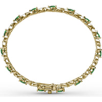 Pear-Shaped Emerald and Diamond Alternating Bracelet with Milgrain Detail by Fana - 5.61 Carat Total Gemstone Weight