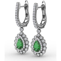 Pear-Shaped Emerald and Diamond Dangle Earrings by Fana - 1.22 Carat Total Gemstone Weight