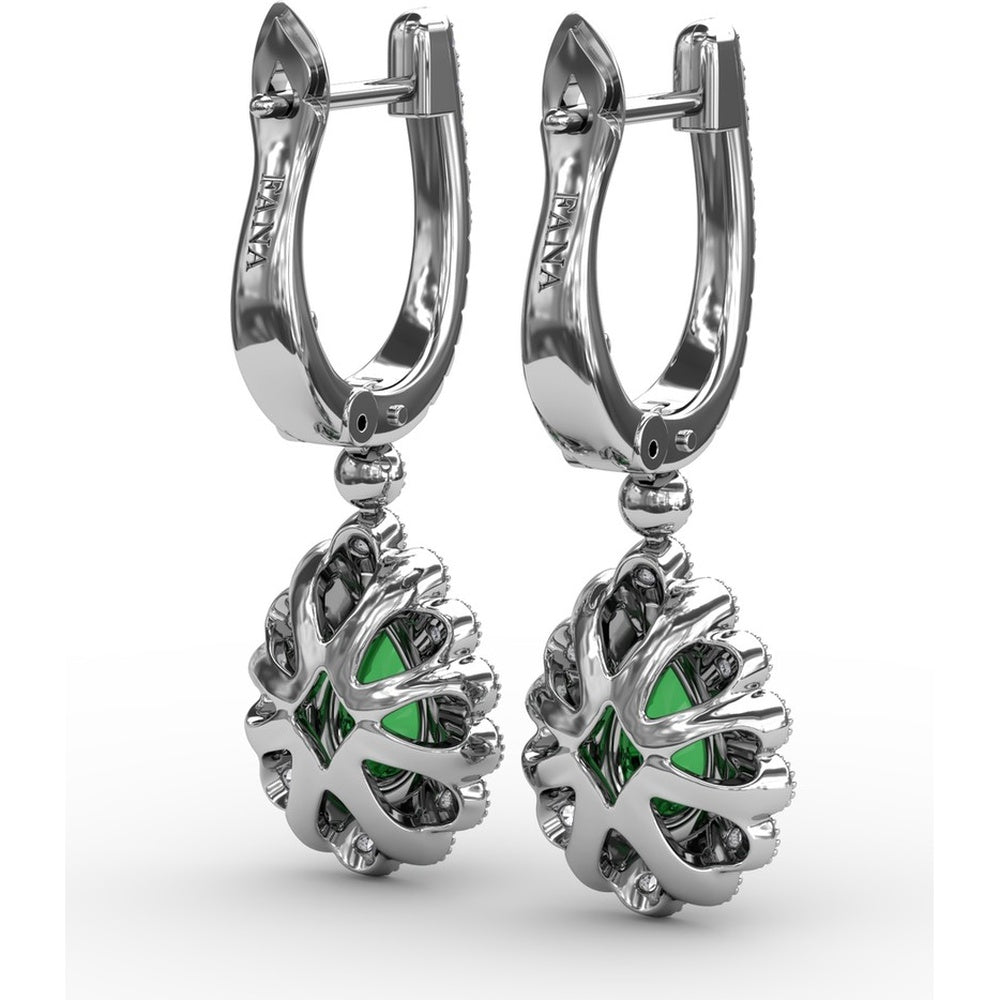Pear-Shaped Emerald and Diamond Dangle Earrings by Fana - 1.22 Carat Total Gemstone Weight