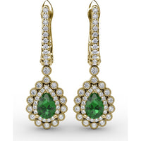 Pear-Shaped Emerald and Diamond Dangle Earrings by Fana - 1.22 Carat Total Gemstone Weight