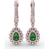 Pear-Shaped Emerald and Diamond Dangle Earrings by Fana - 1.22 Carat Total Gemstone Weight
