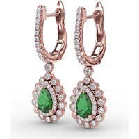 Pear-Shaped Emerald and Diamond Dangle Earrings by Fana - 1.22 Carat Total Gemstone Weight