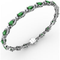 Pear-Shaped Emerald Bracelet with Diamond Halo Links by Fana - 6.66 Carat Total Gemstone Weight