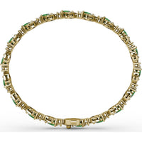 Pear-Shaped Emerald Bracelet with Diamond Halo Links by Fana - 6.66 Carat Total Gemstone Weight