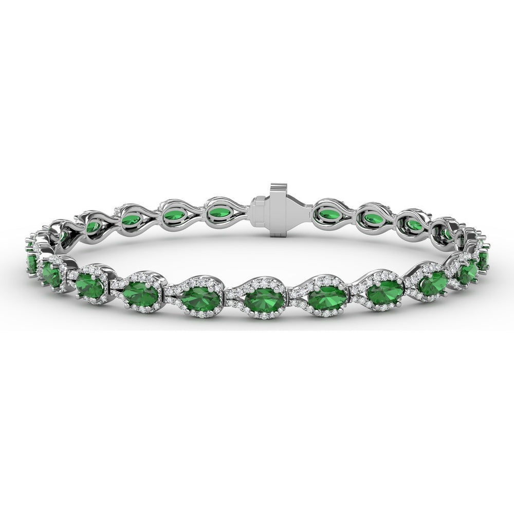 Pear-Shaped Emerald Bracelet with Pavé Diamond Halos by Fana - 7.35 Carat Total Gemstone Weight